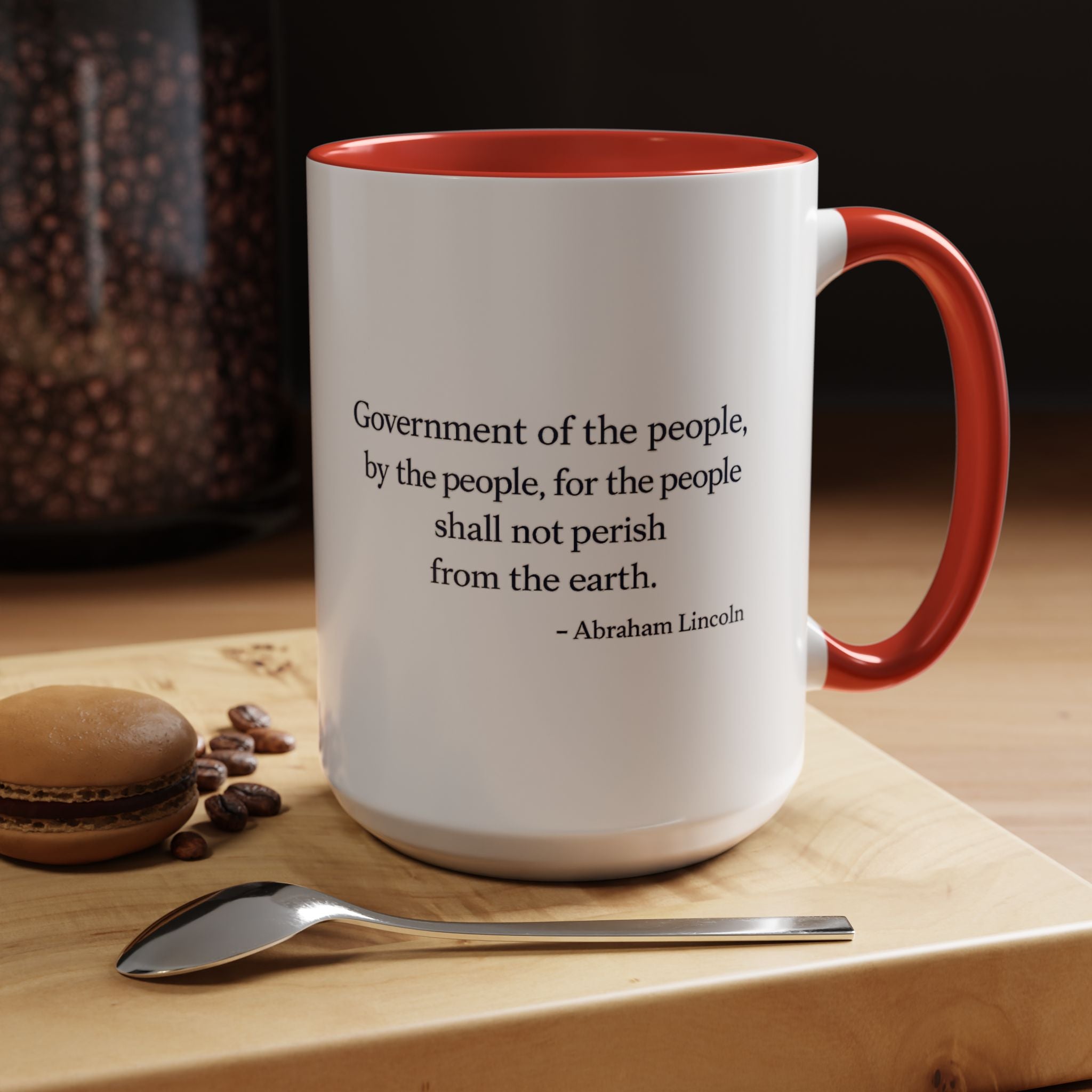 Lincoln Quote Accent Coffee Mug — "Government of the people, by the people, for the people"